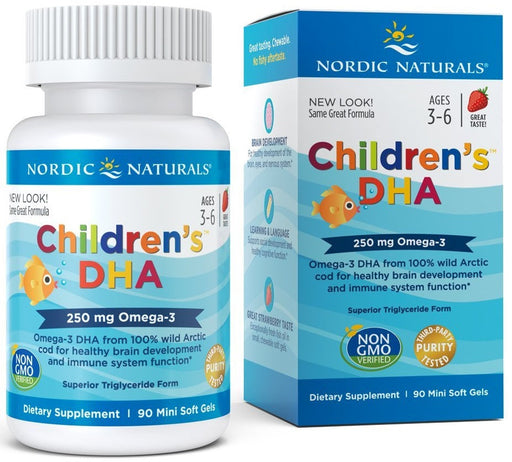 Nordic Naturals Children's DHA, 250mg Strawberry - 90 softgels | High-Quality Health and Wellbeing | MySupplementShop.co.uk