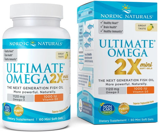 Nordic Naturals Ultimate Omega 2X Mini with Vitamin D3, 1120mg Lemon - 60 softgels | High-Quality Health and Wellbeing | MySupplementShop.co.uk
