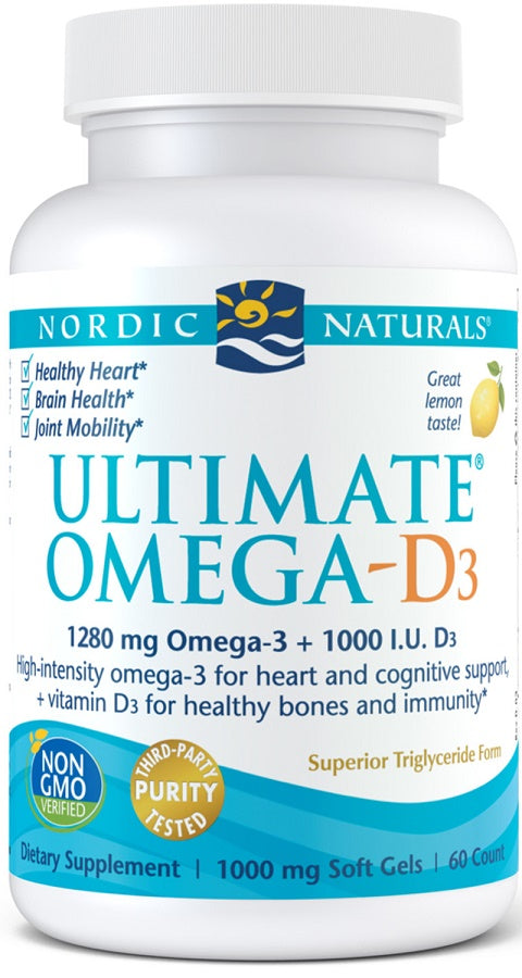 Nordic Naturals Ultimate Omega-D3, 1280mg Lemon - 60 solfgels | High-Quality Vitamins, Minerals & Supplements | MySupplementShop.co.uk