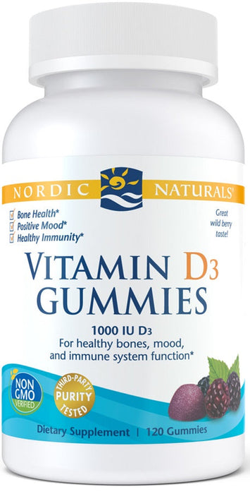 Nordic Naturals Vitamin D3 Gummies, 1000 IU Wild Berry - 120 gummies - Vitamins & Minerals at MySupplementShop by Nordic Naturals