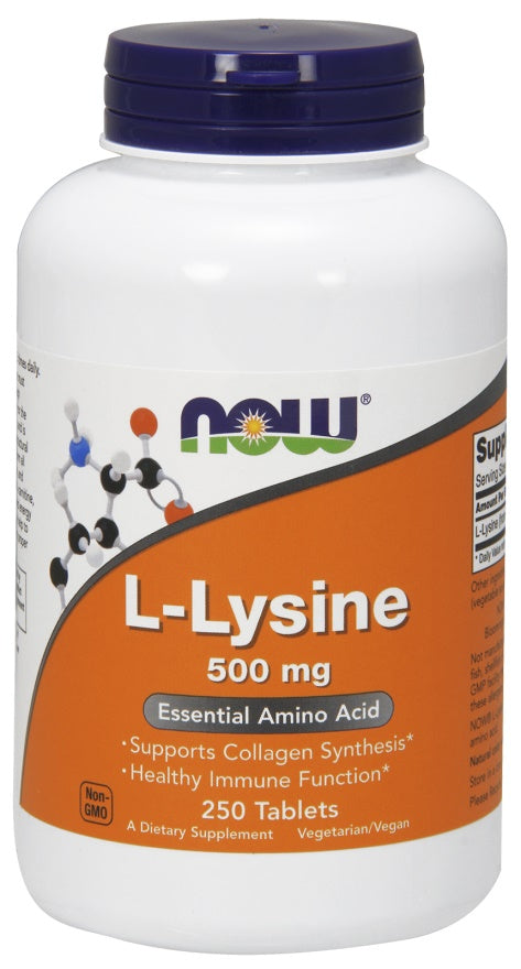NOW Foods L-Lysine, 1000mg - 250 tabs | High-Quality Sports Supplements | MySupplementShop.co.uk