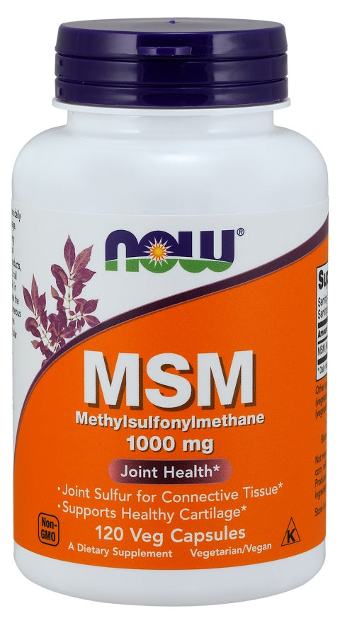 NOW Foods MSM Methylsulphonylmethane, 1000mg - 120 vcaps | High-Quality Joint Support | MySupplementShop.co.uk