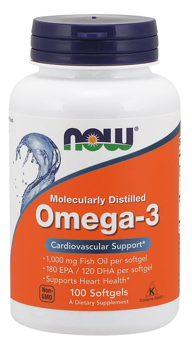 NOW Foods Omega-3 Molecularly Distilled - 100 softgels - Health and Wellbeing at MySupplementShop by NOW Foods