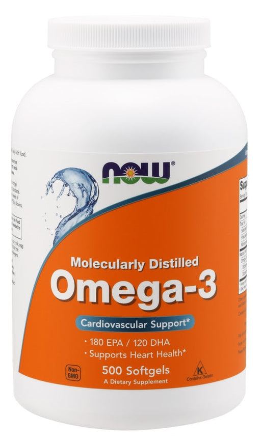 NOW Foods Omega-3 Molecularly Distilled - 500 softgels | High-Quality Omegas, EFAs, CLA, Oils | MySupplementShop.co.uk