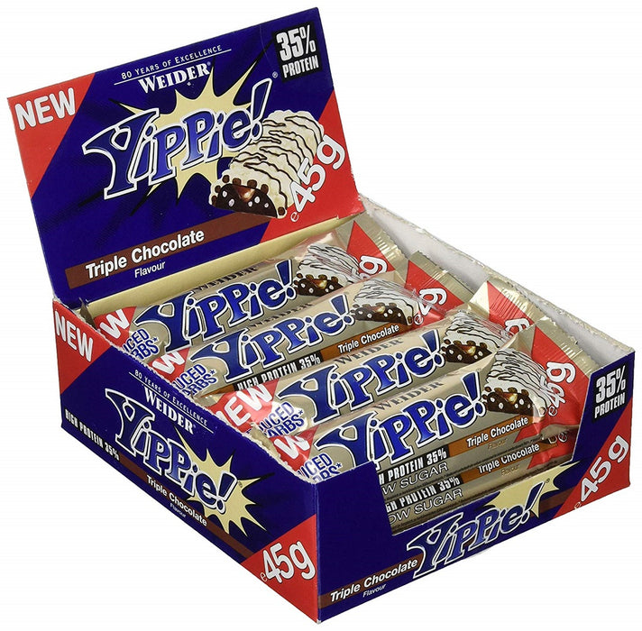 Weider Yippie! Bars, Cookies Double Choc - 12 bars (45 grams) - Default Title - Protein Bars at MySupplementShop by Weider