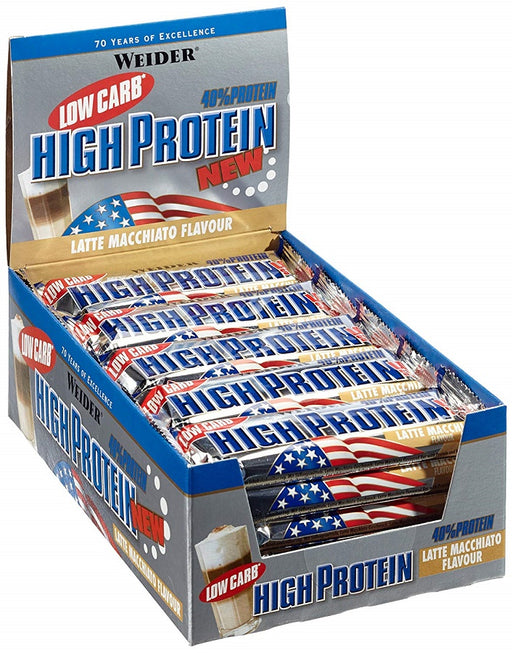 Weider 40% Low Carb High Protein Bar, Chocolate - 24 bars (50 grams) | High-Quality Protein Bars | MySupplementShop.co.uk