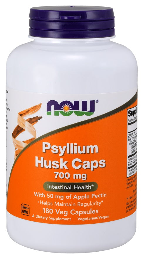 NOW Foods Psyllium Husk with Apple Pectin, 700mg - 180 vcaps - Health and Wellbeing at MySupplementShop by NOW Foods