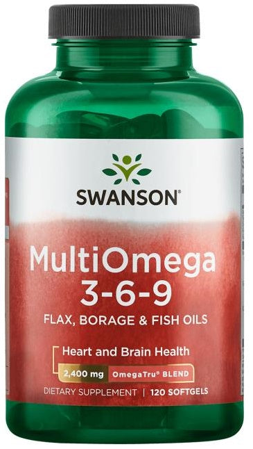 Swanson MultiOmega 3-6-9 - Flax & Borage & Fish Oils - 120 softgels | High-Quality Omegas, EFAs, CLA, Oils | MySupplementShop.co.uk