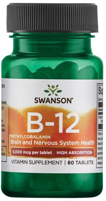 Swanson Vitamin B-12 Methylcobalamin, 5000mcg High Absorption - 60 tabs | High-Quality Vitamins & Minerals | MySupplementShop.co.uk