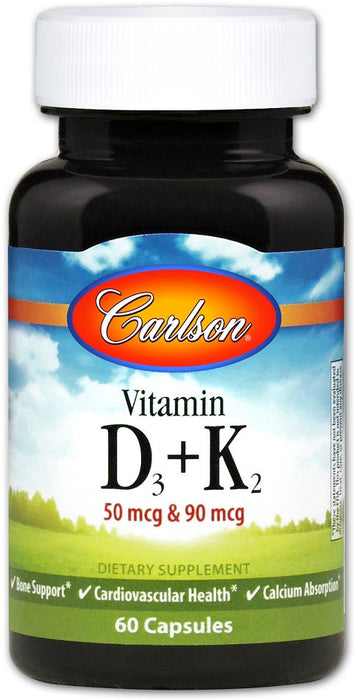 Carlson Labs Vitamin D3 + K2 - 60 caps - Vitamins & Minerals at MySupplementShop by Carlson Labs