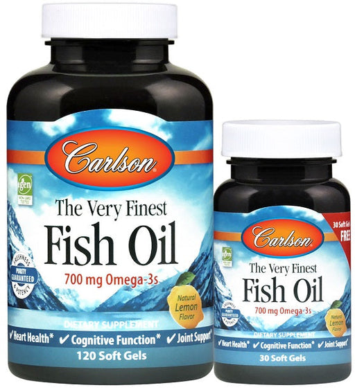 Carlson Labs The Very Finest Fish Oil - 700mg Omega-3s, Natural Orange - 120 + 30 softgels | High-Quality Fish Oils | MySupplementShop.co.uk