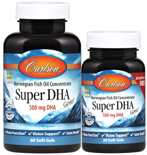 Carlson Labs Super DHA Gems, 500mg - 60 + 20 softgels | High-Quality DHA | MySupplementShop.co.uk