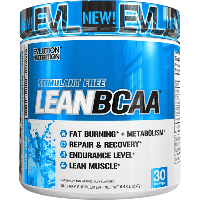 EVLution Nutrition Lean BCAA - Stimulant Free, Blue Raz - 237 grams | High-Quality Amino Acids and BCAAs | MySupplementShop.co.uk