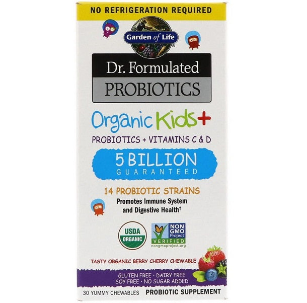 Garden of Life Dr. Formulated Probiotics Organic Kids+, Berry Cherry - 30 chewables - Health and Wellbeing at MySupplementShop by Garden of Life