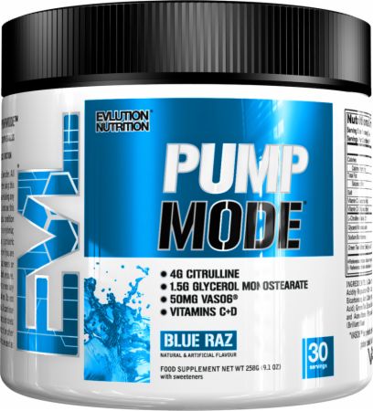 EVLution Nutrition PumpMode Powder, Blue Raz (EAN 818901022348) - 258 grams | High-Quality Pre & Post Workout | MySupplementShop.co.uk