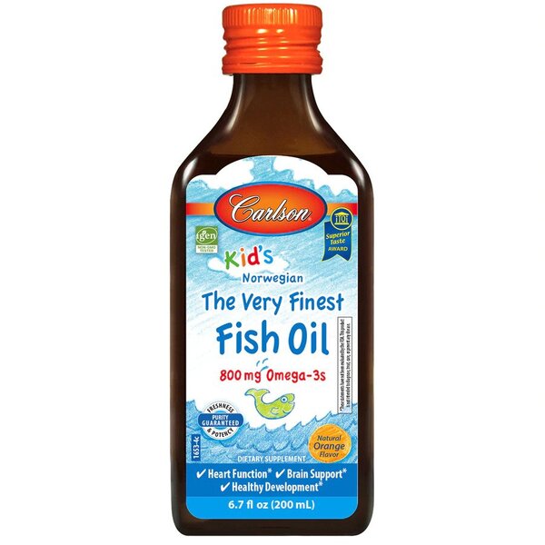 Carlson Labs Kid's The Very Finest Fish Oil, 800mg Natural Orange - 200 ml. - Essential Fatty Acids at MySupplementShop by Carlson Labs