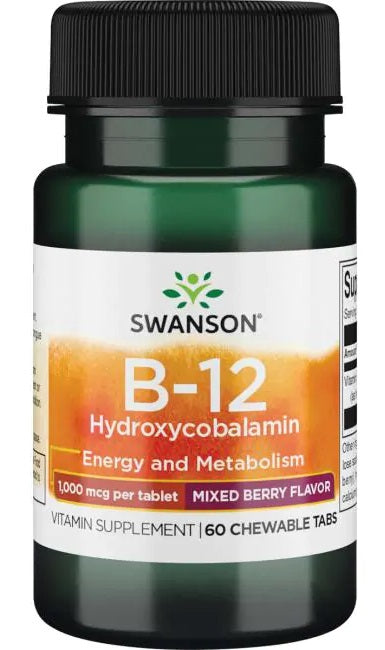 Swanson B-12 Hydroxycobalamin, 1000mcg - 60 chewable tabs | High-Quality Vitamins & Minerals | MySupplementShop.co.uk