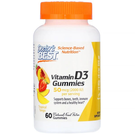 Doctor's Best Vitamin D3 Gummies, Tropical Mango - 60 gummies - Sports Supplements at MySupplementShop by Doctor's Best