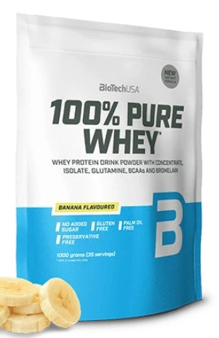 BioTechUSA 100% Pure Whey, Banana - 1000 grams | High-Quality Protein | MySupplementShop.co.uk