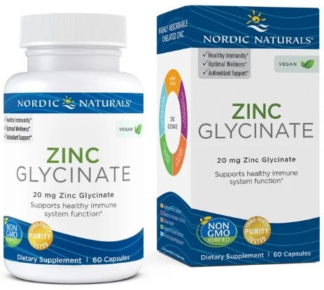 Nordic Naturals Zinc Glycinate, 20mg - 60 caps | High-Quality Sports Supplements | MySupplementShop.co.uk