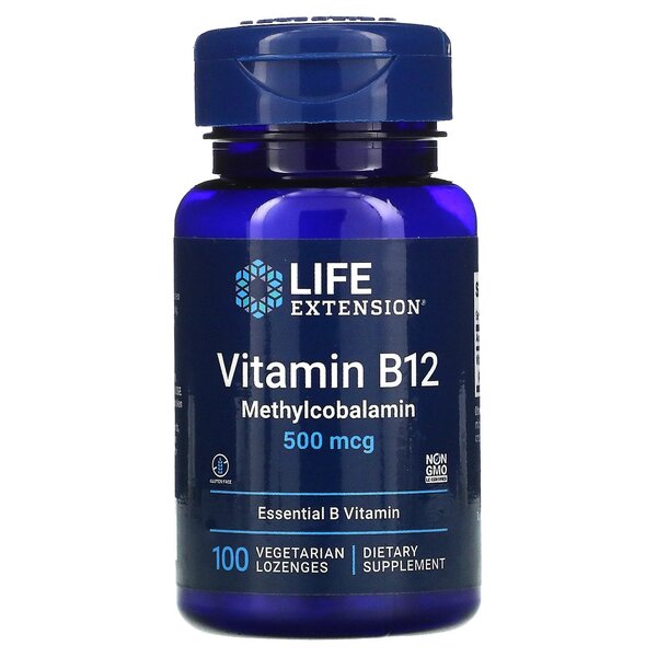 Life Extension Vitamin B12 Methylcobalamin, 500mcg - 100 vegetarian lozenges - Vitamins & Minerals at MySupplementShop by Life Extension