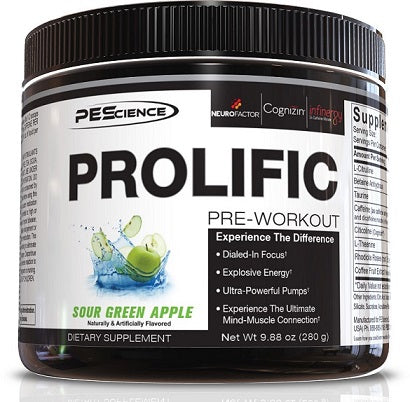 PEScience Prolific, Sour Green Apple - 280 grams | High-Quality Pre & Post Workout | MySupplementShop.co.uk