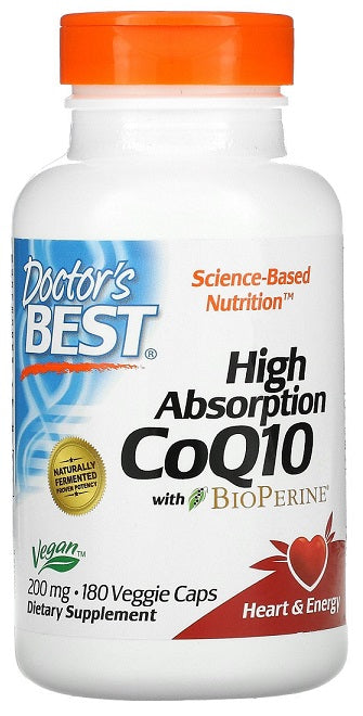 Doctor's Best High Absorption CoQ10 with BioPerine, 200mg - 180 vcaps - Health and Wellbeing at MySupplementShop by Doctor's Best