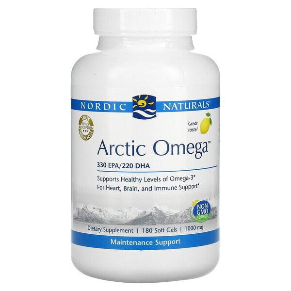 Nordic Naturals Arctic Omega, Lemon - 180 softgels | High Quality Omega-3 and Fish Oils Supplements at MYSUPPLEMENTSHOP.co.uk