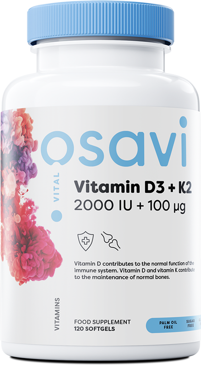 Osavi Vitamin D3 + K2, 2000IU + 100mcg - 120 softgels - Sports Supplements at MySupplementShop by Osavi