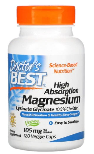 Doctor's Best High Absorption Magnesium, 105mg - 120 vcaps | High-Quality Sports Supplements | MySupplementShop.co.uk
