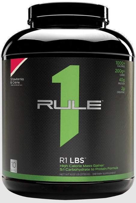 Rule One R1 LBS, Strawberries & Creme - 2730 grams | High-Quality Weight Gainers & Carbs | MySupplementShop.co.uk