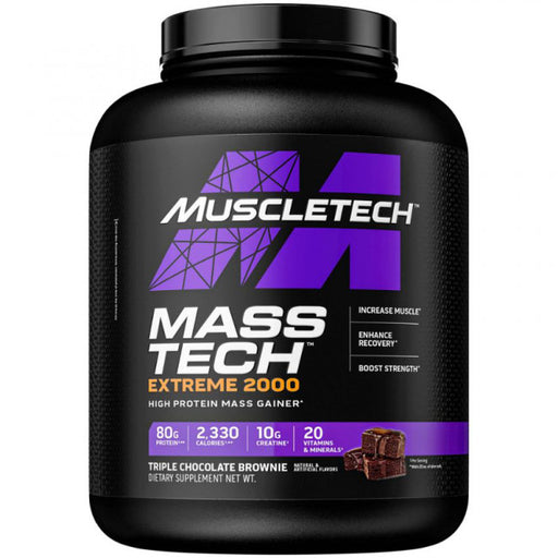 MuscleTech Mass-Tech Extreme 2000, Triple Chocolate Brownie - 3180 grams | High-Quality Weight Gainers & Carbs | MySupplementShop.co.uk