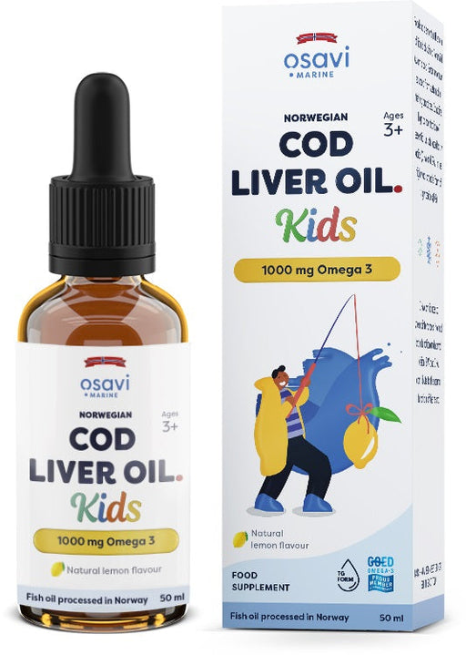 Osavi Norwegian Cod Liver Oil Kids, 1000mg Omega 3 (Lemon) - 50 ml. | High-Quality Health and Wellbeing | MySupplementShop.co.uk
