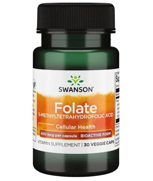 Swanson Folate (5-Methyltetrahydrofolic Acid), 400mcg - 30 vcaps | High-Quality Vitamins & Minerals | MySupplementShop.co.uk