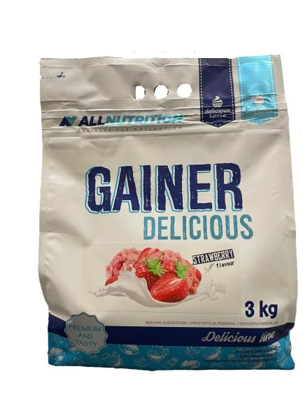 Allnutrition Gainer Delicious, Strawberry - 3000 grams | High-Quality Weight Gainers & Carbs | MySupplementShop.co.uk