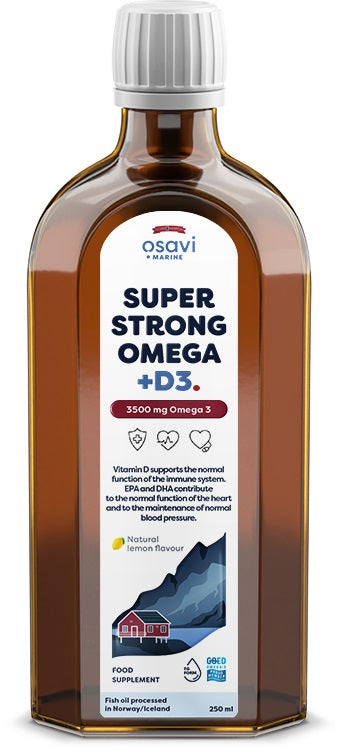 Super Strong Omega + D3, 3500mg Omega 3 (Lemon) - 250 ml. by Osavi at MYSUPPLEMENTSHOP.co.uk