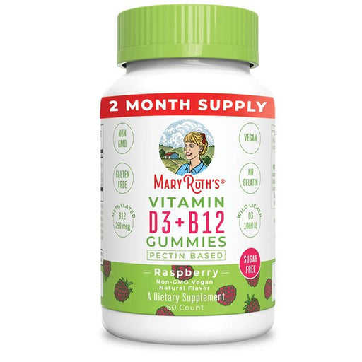MaryRuth Organics Vitamin D3 + B12 Gummies, Raspberry - 60 gummies | High-Quality Sports Supplements | MySupplementShop.co.uk