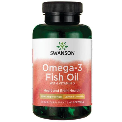 Swanson Omega-3 Fish Oil with Vitamin D, Lemon - 60 softgels - Joint Support at MySupplementShop by Swanson