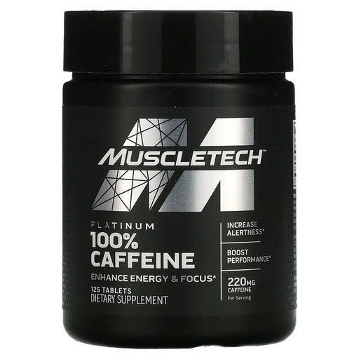 MuscleTech Platinum 100% Caffeine, 220 mg - 125 tablets | High-Quality Slimming and Weight Management | MySupplementShop.co.uk