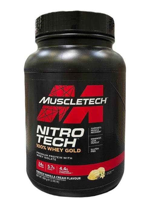 Nitro-Tech 100% Whey Gold, French Vanilla Cream (EAN 631656260090) - 908g by MuscleTech at MYSUPPLEMENTSHOP.co.uk